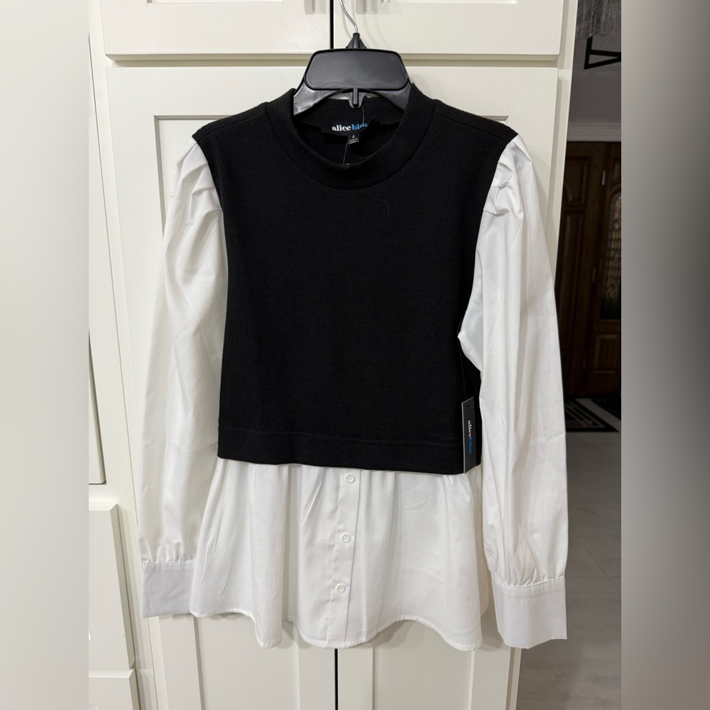 Alice Blue Black and White Layered Blouse
